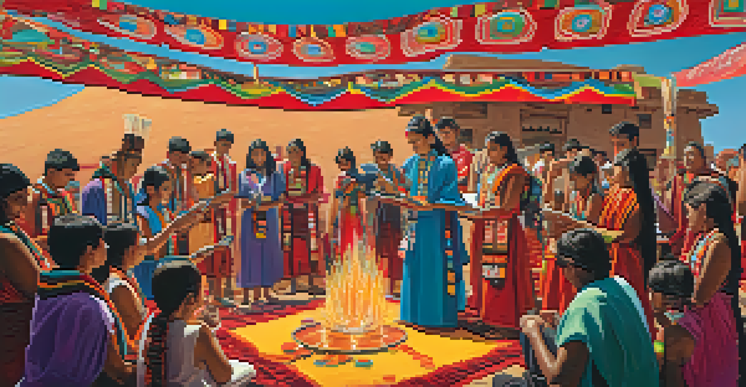A group of young people participating in a modern peyote ritual, with technology integrated into their traditional practices.