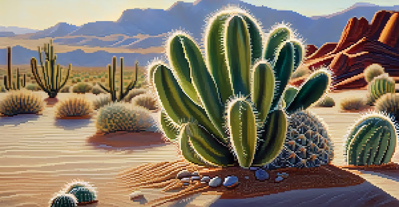 A close-up view of a peyote cactus, focusing on its textures and patterns against a blurred desert background.