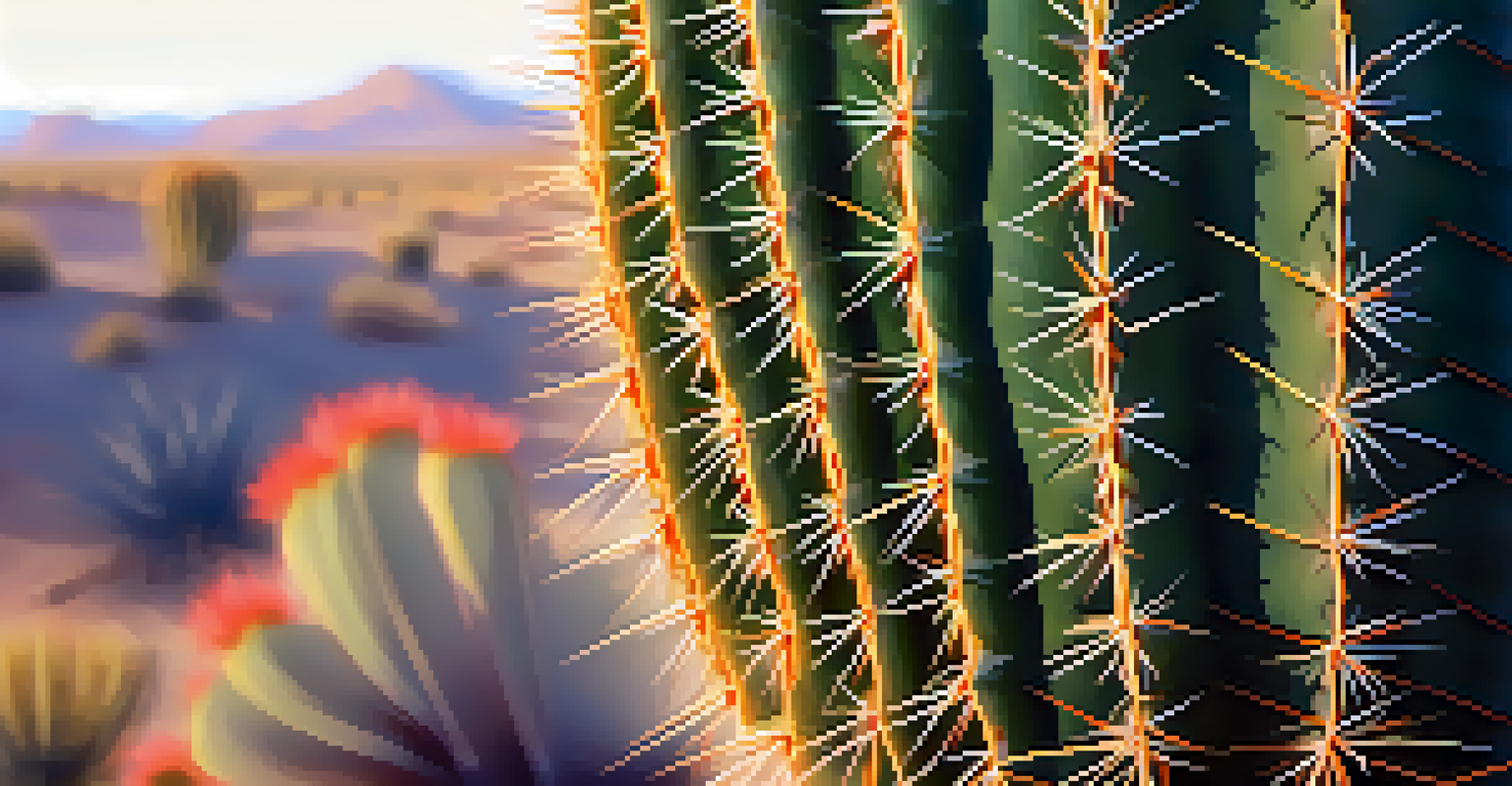 A close-up of a peyote cactus in its natural habitat with a blurred desert background.
