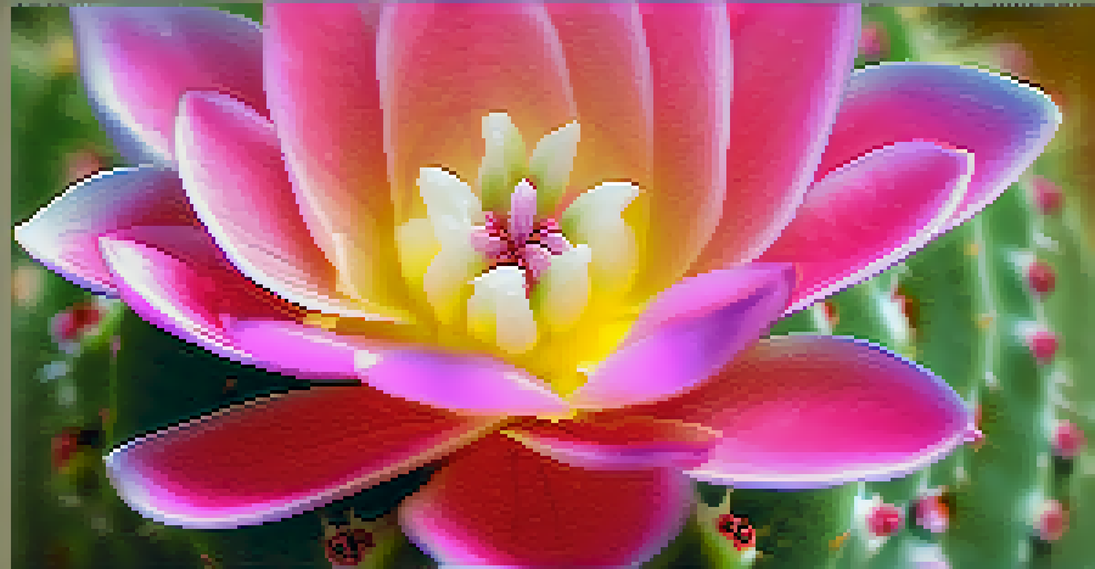A close-up of a Peyote cactus with pink flowers, highlighting its texture and details.