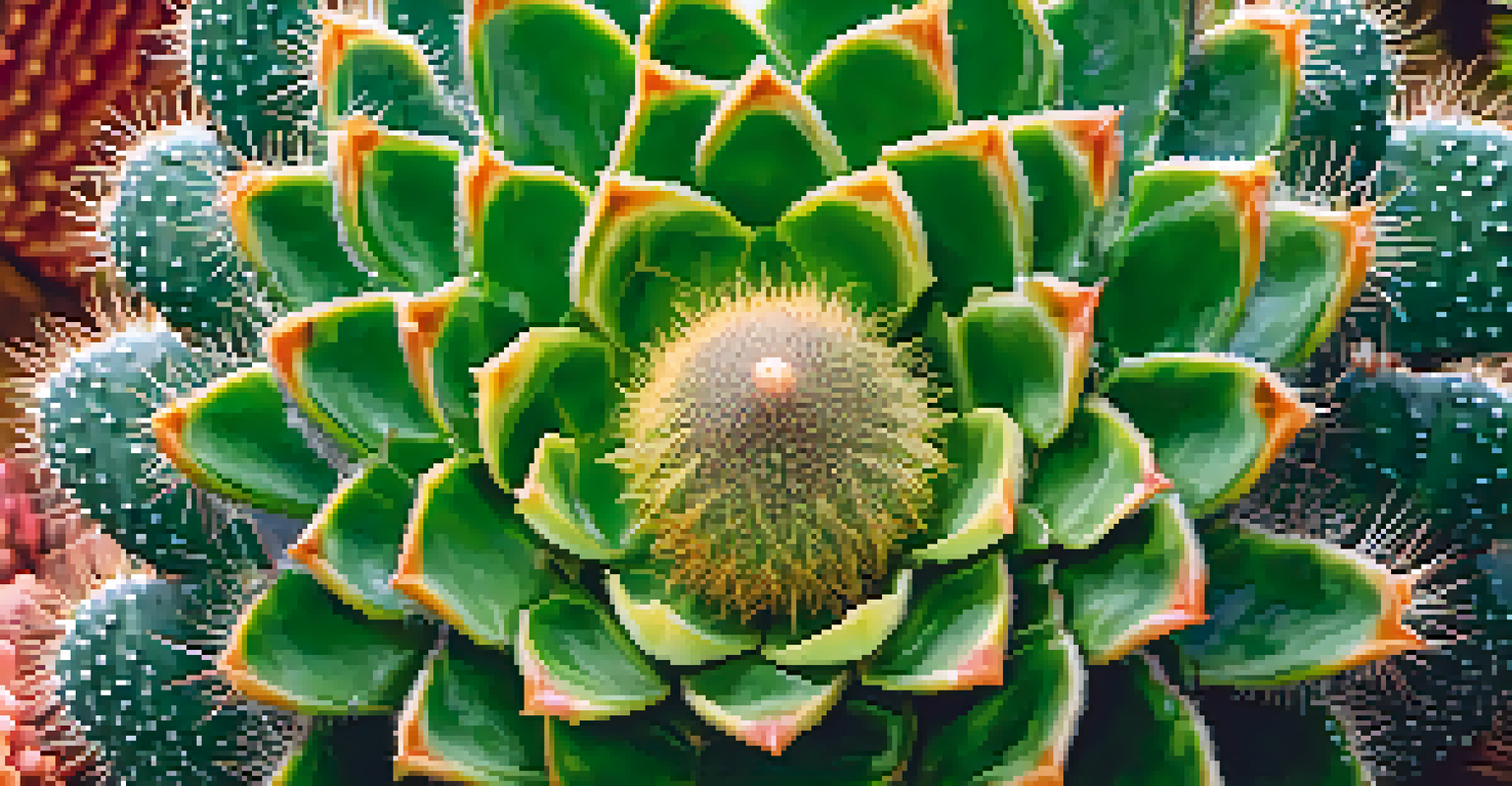 A detailed close-up of a peyote cactus, highlighting its vibrant green color and intricate texture.