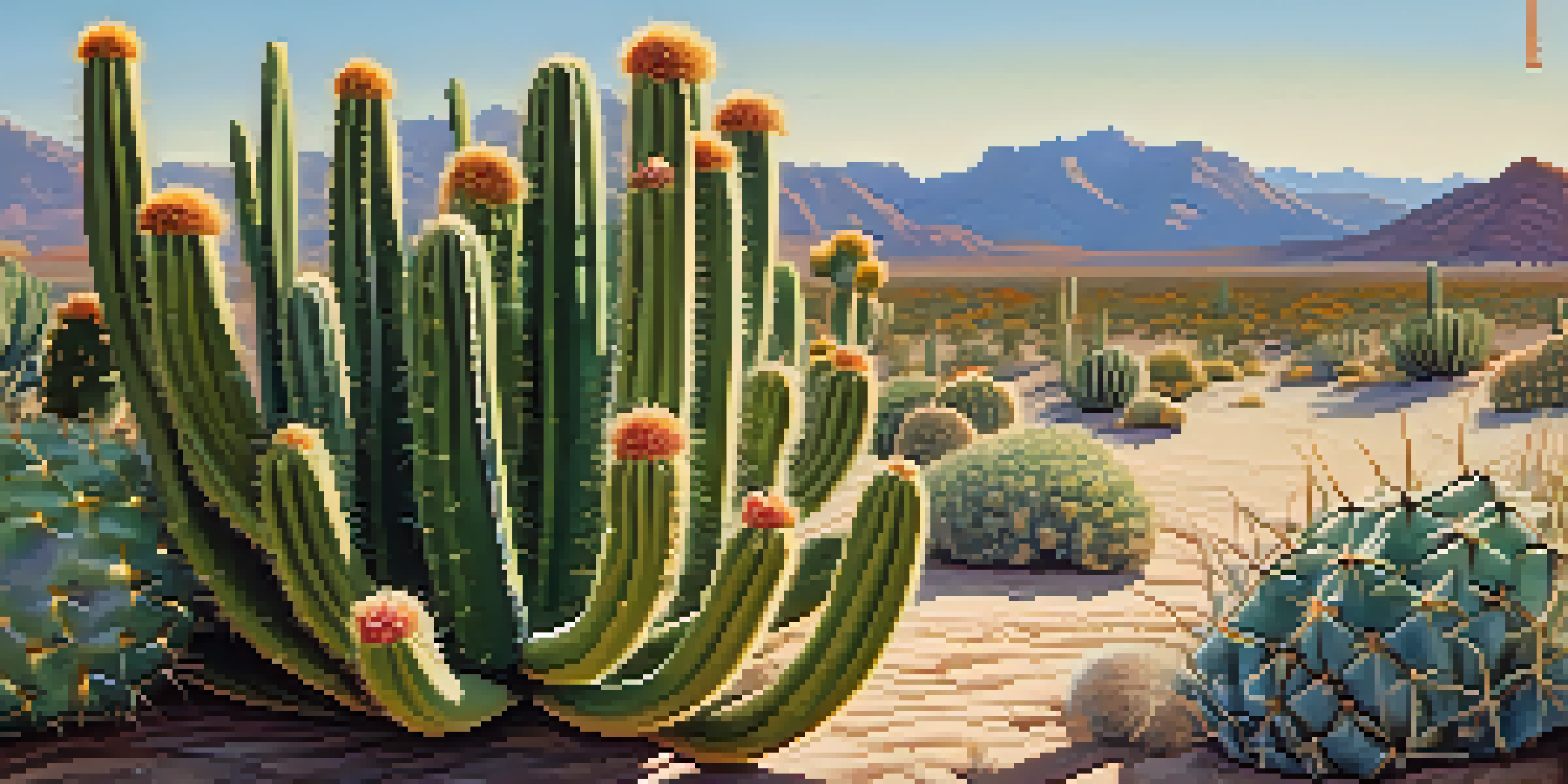 A close-up of a peyote cactus in a desert environment, with detailed textures and warm sunlight.