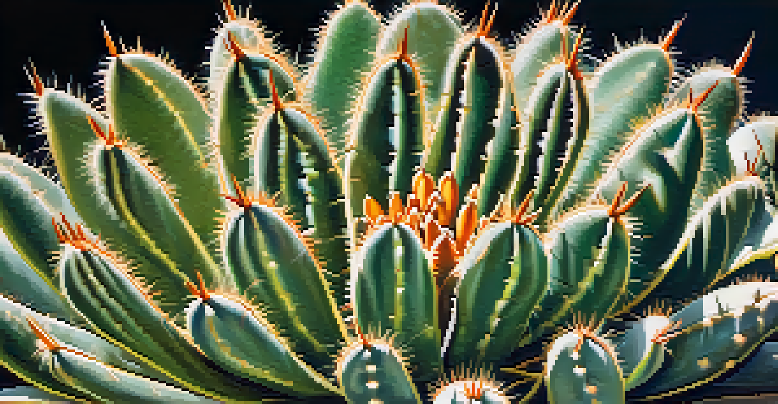 Close-up of a peyote cactus, focusing on its textures and details, with natural light creating soft shadows.