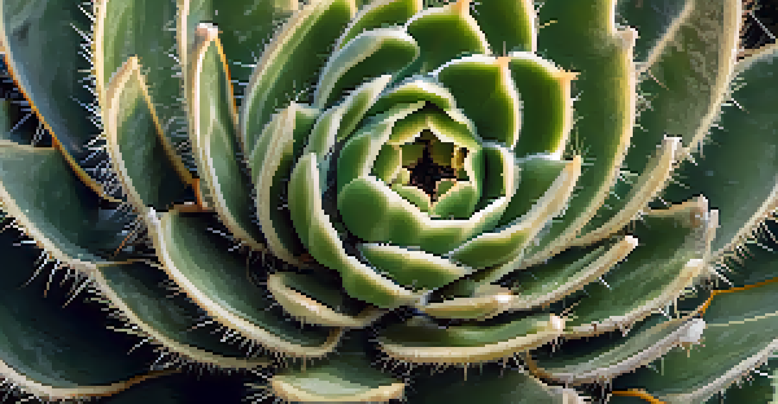 A detailed close-up of a peyote cactus with textured surface, surrounded by a blurred green background and soft sunlight.