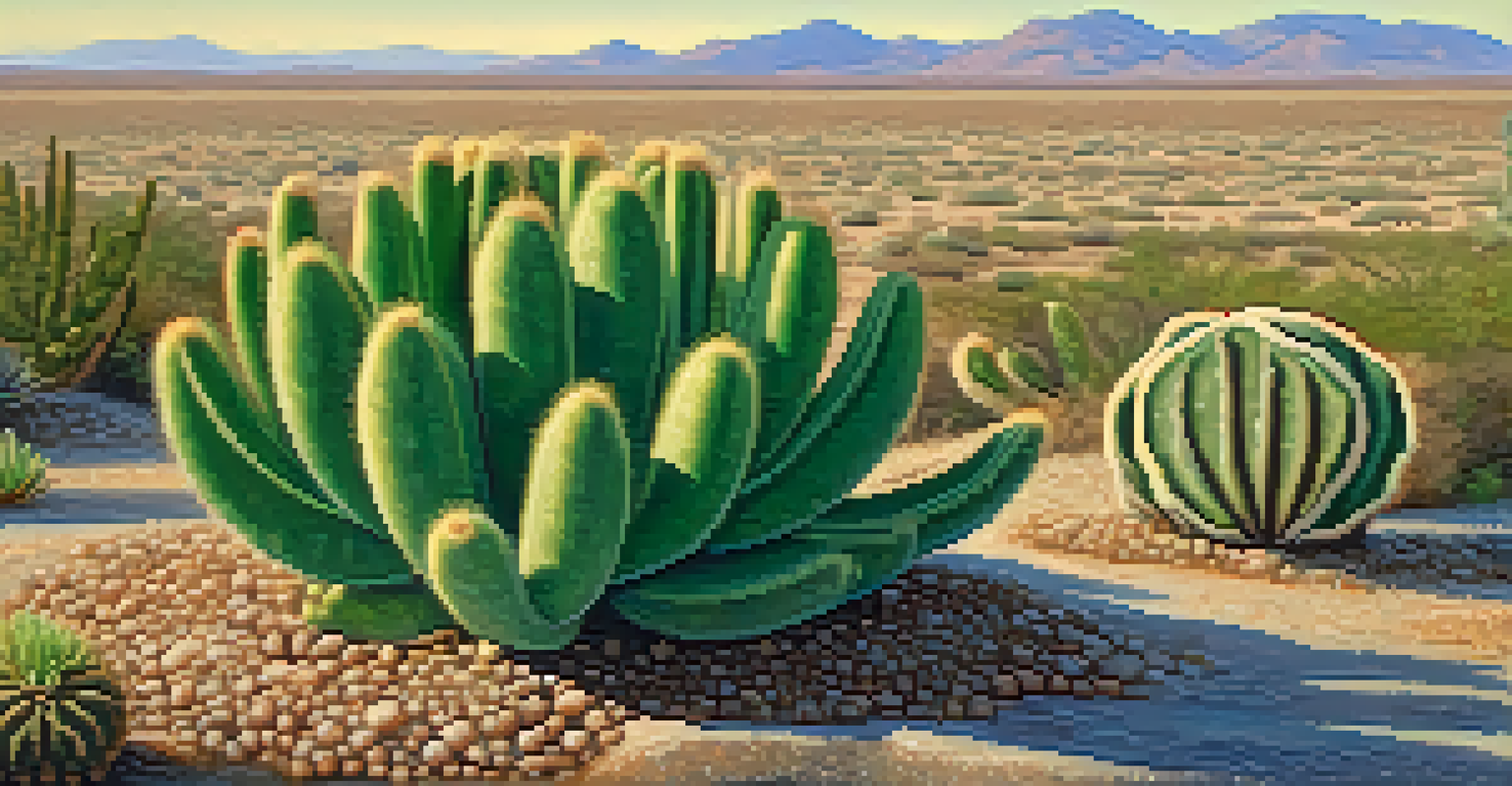 A close-up of a peyote cactus displaying its unique shape and green color, with a blurred desert landscape in the background.