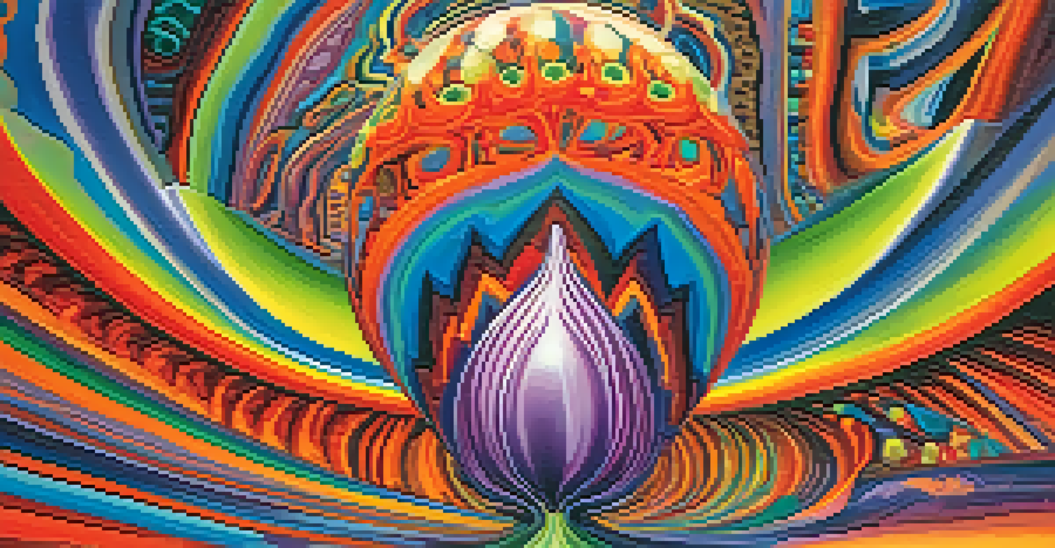 An abstract illustration of vibrant colors and swirling patterns symbolizing the psychedelic experience and personal growth.