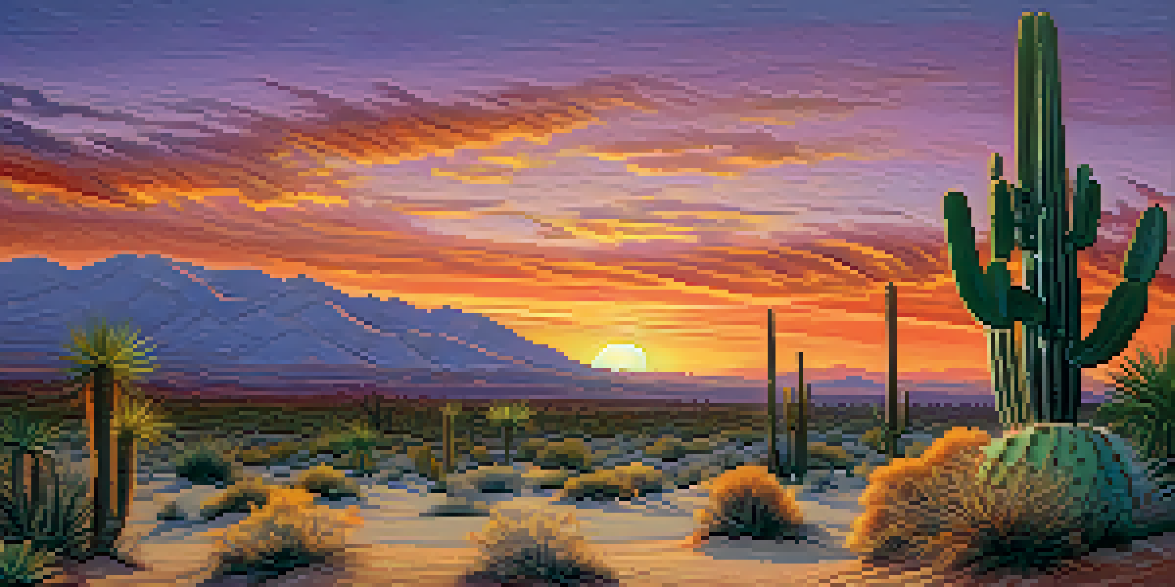 A desert scene with a peyote cactus at sunset, showcasing warm colors and textured sands.