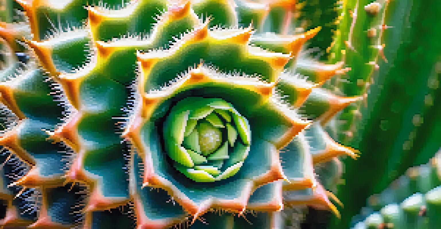 A close-up view of a peyote cactus showcasing its textures and details in soft sunlight.