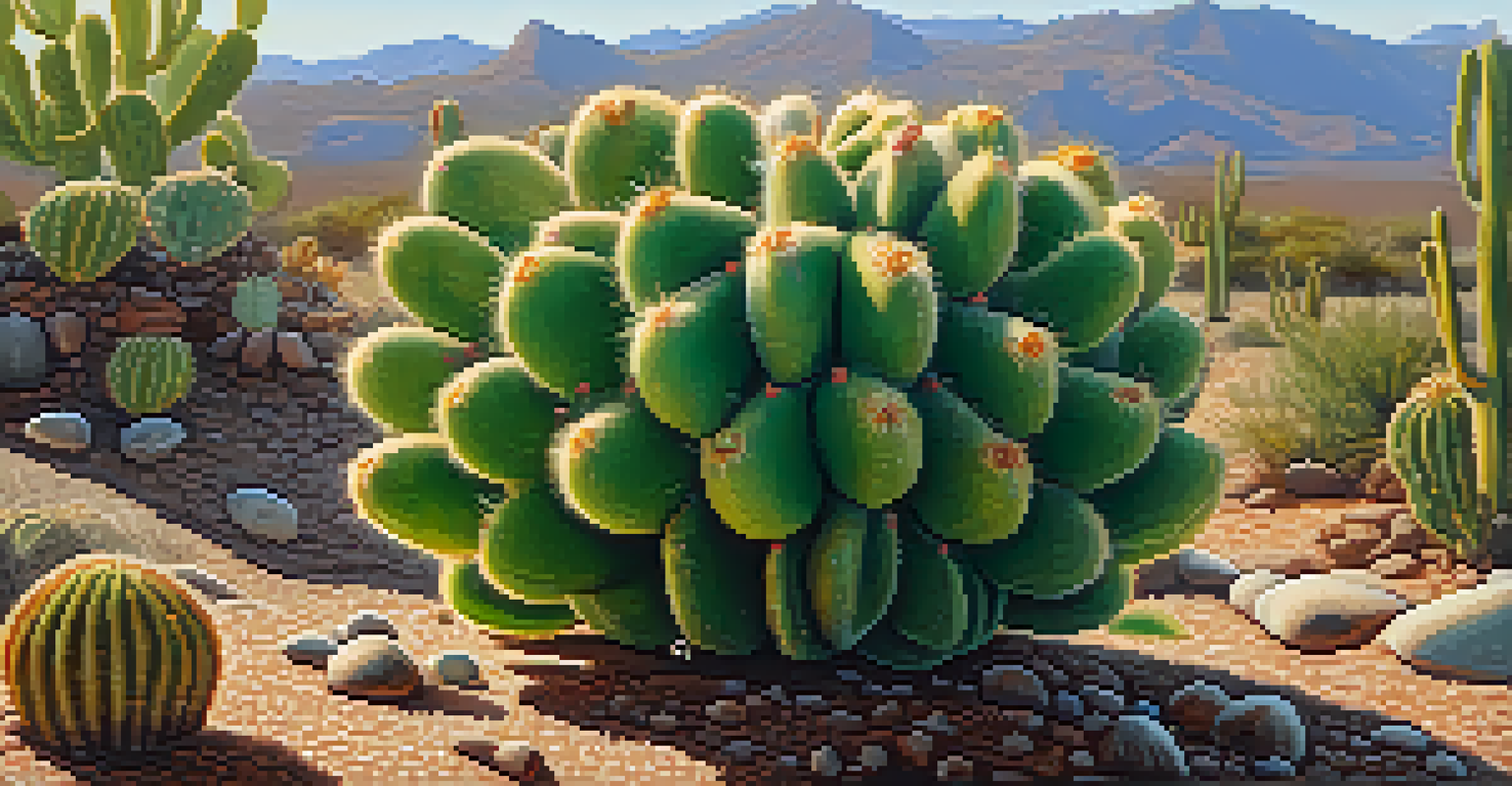 A close-up view of a peyote cactus with textured surface and earthy background.
