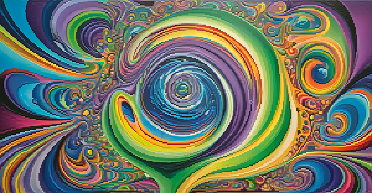 An abstract image with swirling colors and patterns representing an LSD experience.