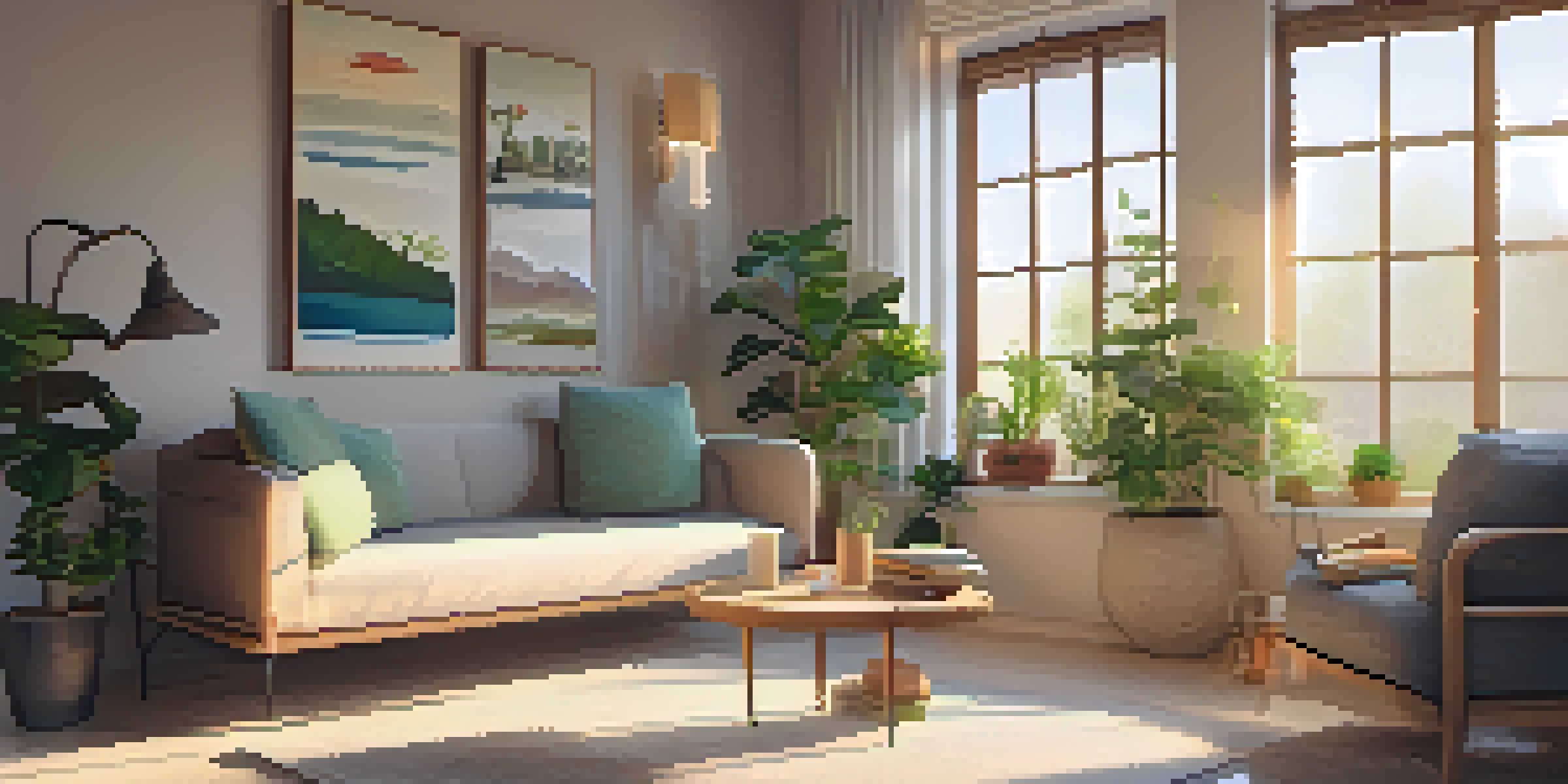 A cozy therapy room with warm lighting, a comfortable chair, and plants, creating a calming atmosphere.