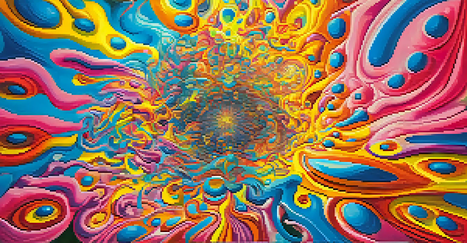 An abstract image depicting vibrant colors and swirling patterns representing an LSD experience.