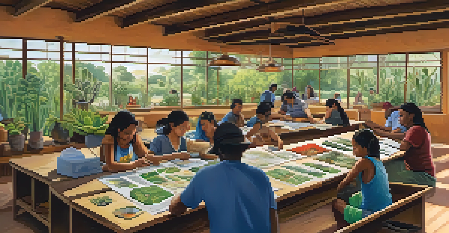 A community workshop focused on peyote conservation with people gathered around informational materials.
