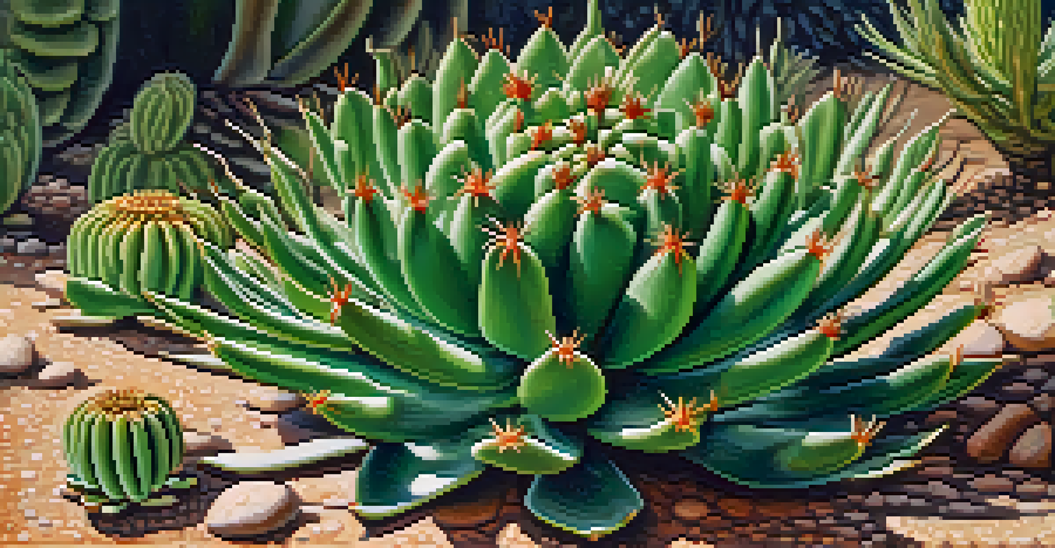 Close-up image of a peyote cactus, highlighting its spines and green color against a blurred desert background.
