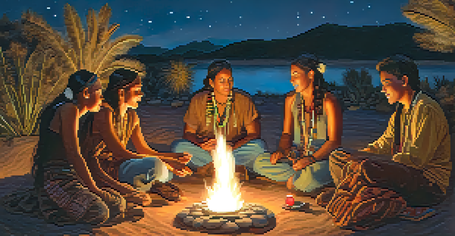 Young participants in a peyote ceremony around a fire at night, showing expressions of joy and deep reflection.