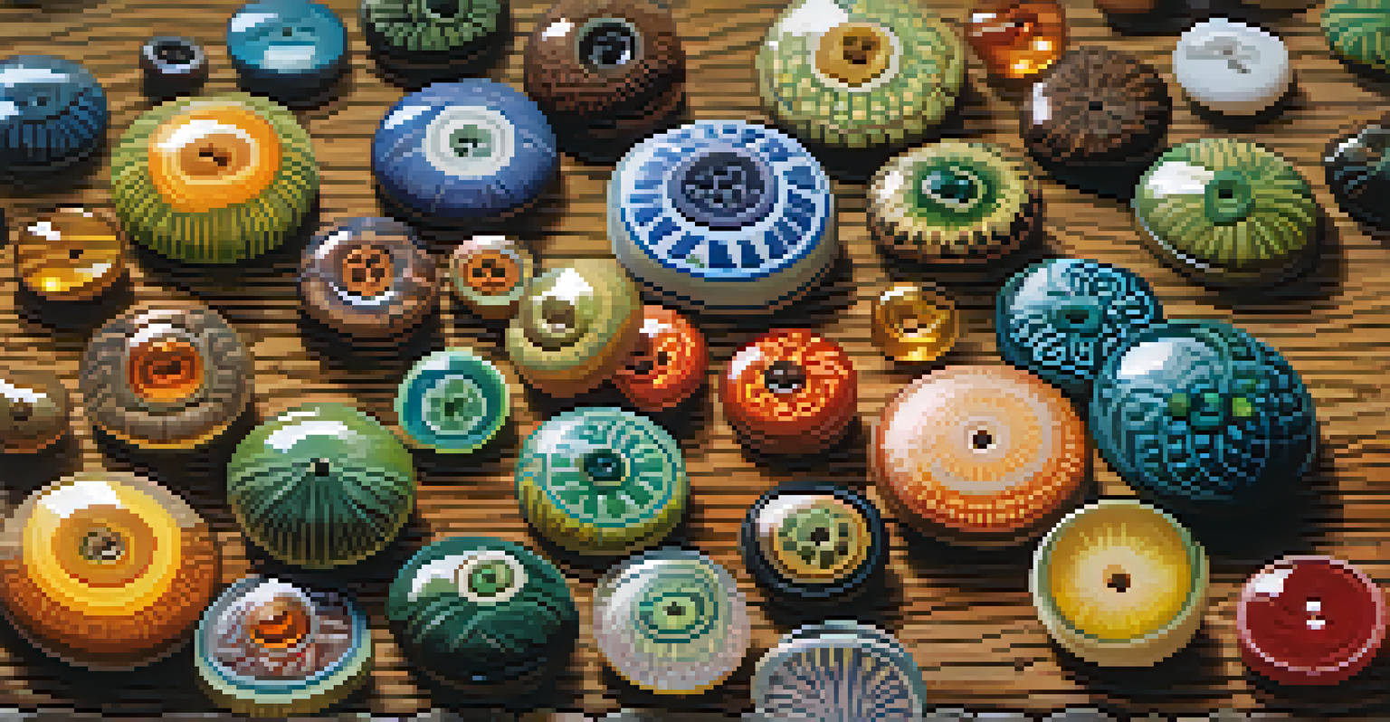 Close-up of peyote buttons on a wooden table, with a blurred nature background and warm lighting, showcasing the textures and colors of the cactus.
