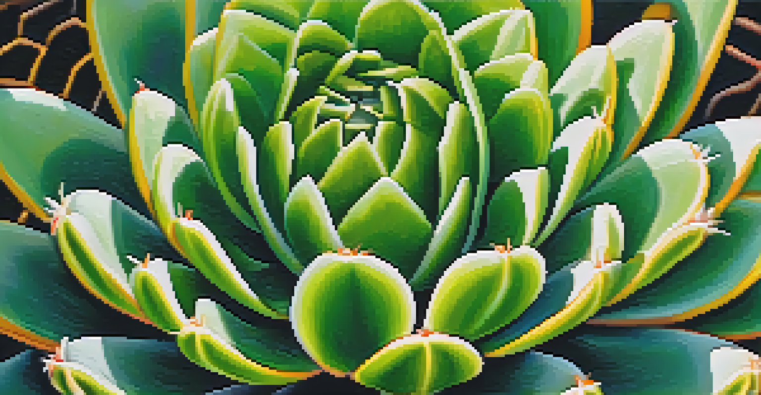 A close-up view of a peyote cactus, highlighting its intricate patterns and vibrant green color in soft sunlight.