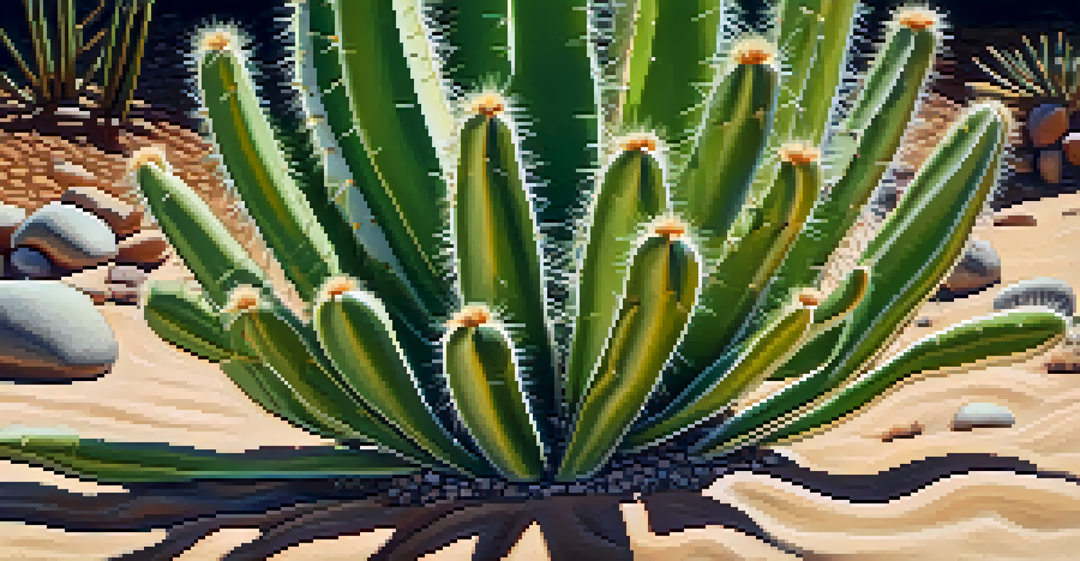 A close-up of a Peyote cactus with unique spines and vibrant green color, illuminated by soft sunlight.