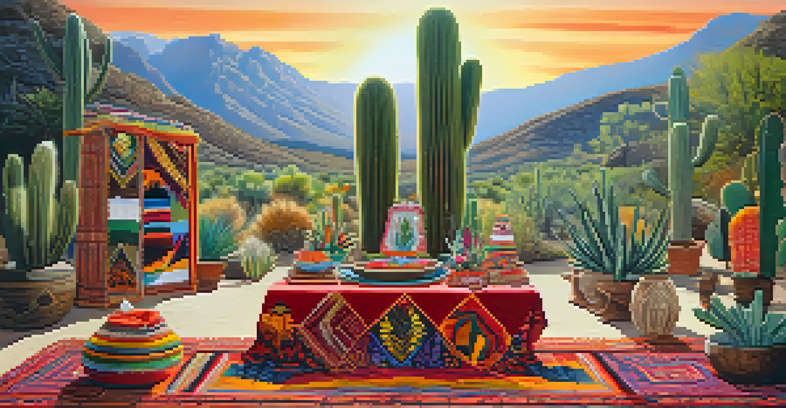 A detailed view of a ceremonial altar in a peyote circle, displaying vibrant peyote cacti and traditional artifacts against a natural backdrop.