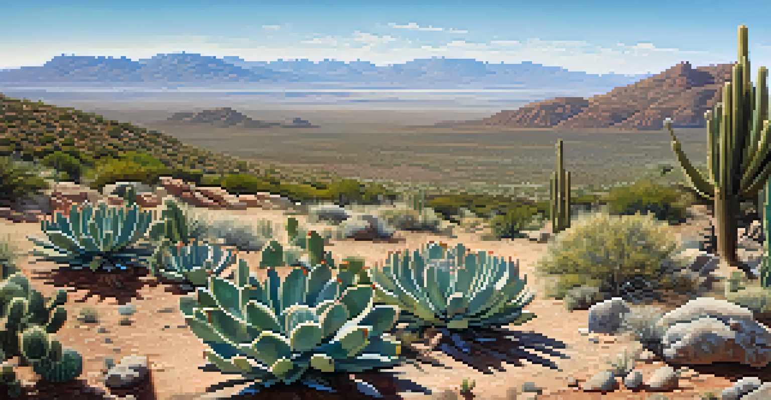 Wide view of the Chihuahuan Desert with clusters of peyote cacti in their natural habitat.