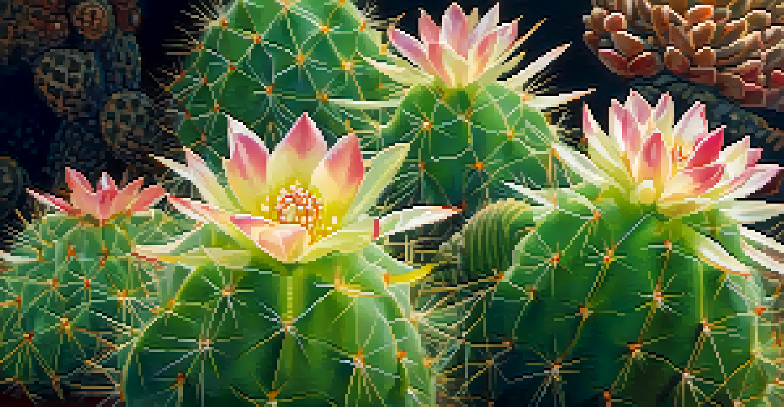 A close-up of a peyote cactus displaying its intricate textures and vibrant colors.
