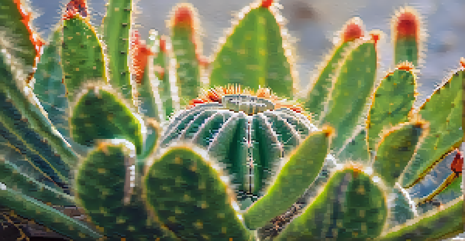 A close-up of a peyote cactus with intricate texture against a blurred desert background.