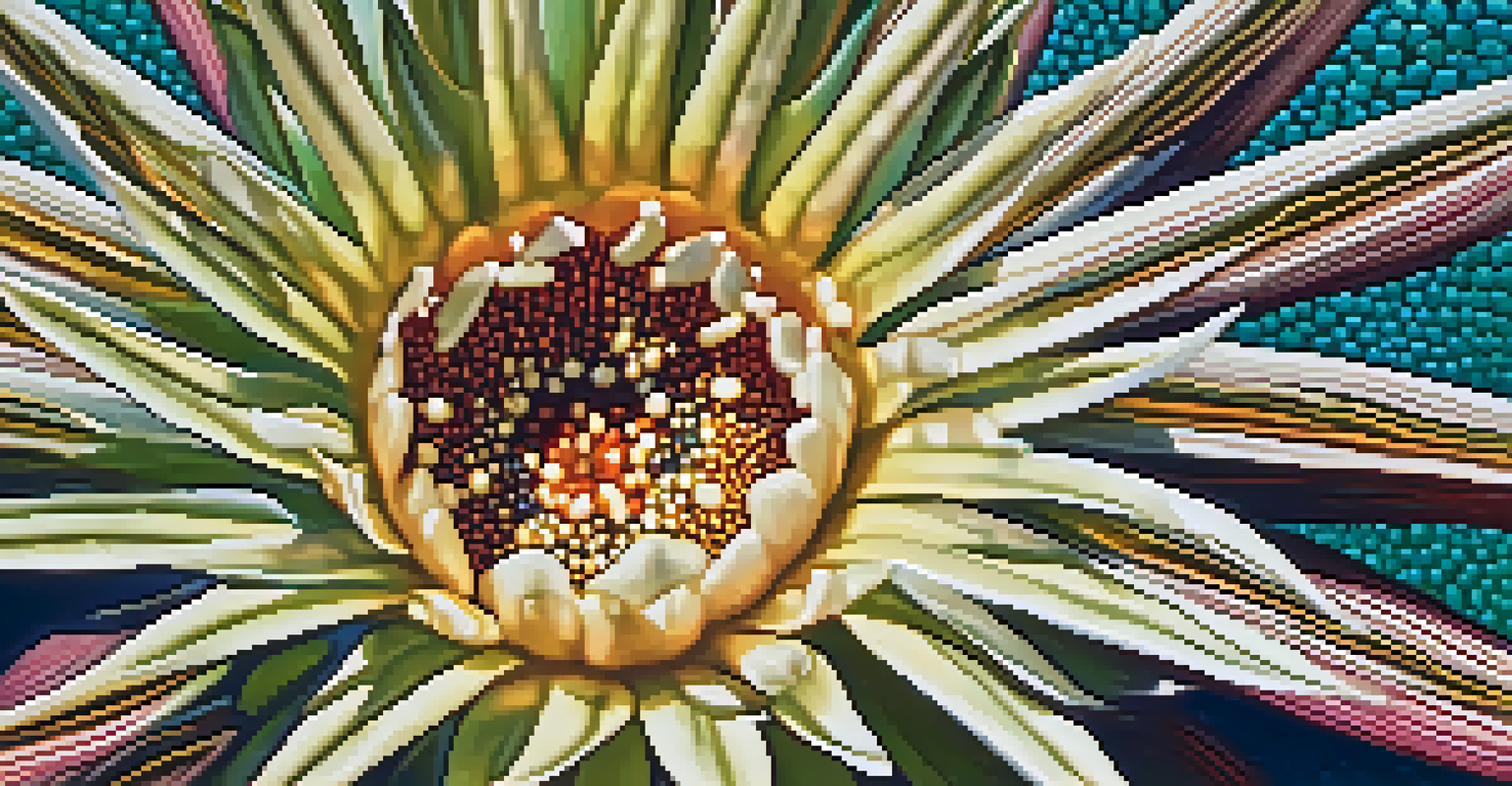 A close-up view of a peyote cactus showcasing its textured surface and small flowers in soft sunlight.