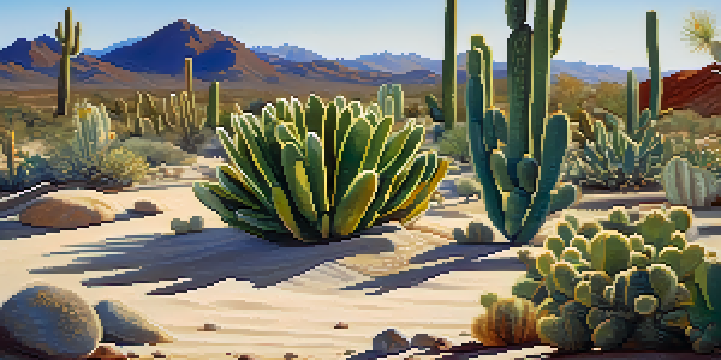 A close-up of a Peyote cactus in a sunlit desert landscape, highlighting its vibrant colors and unique textures.