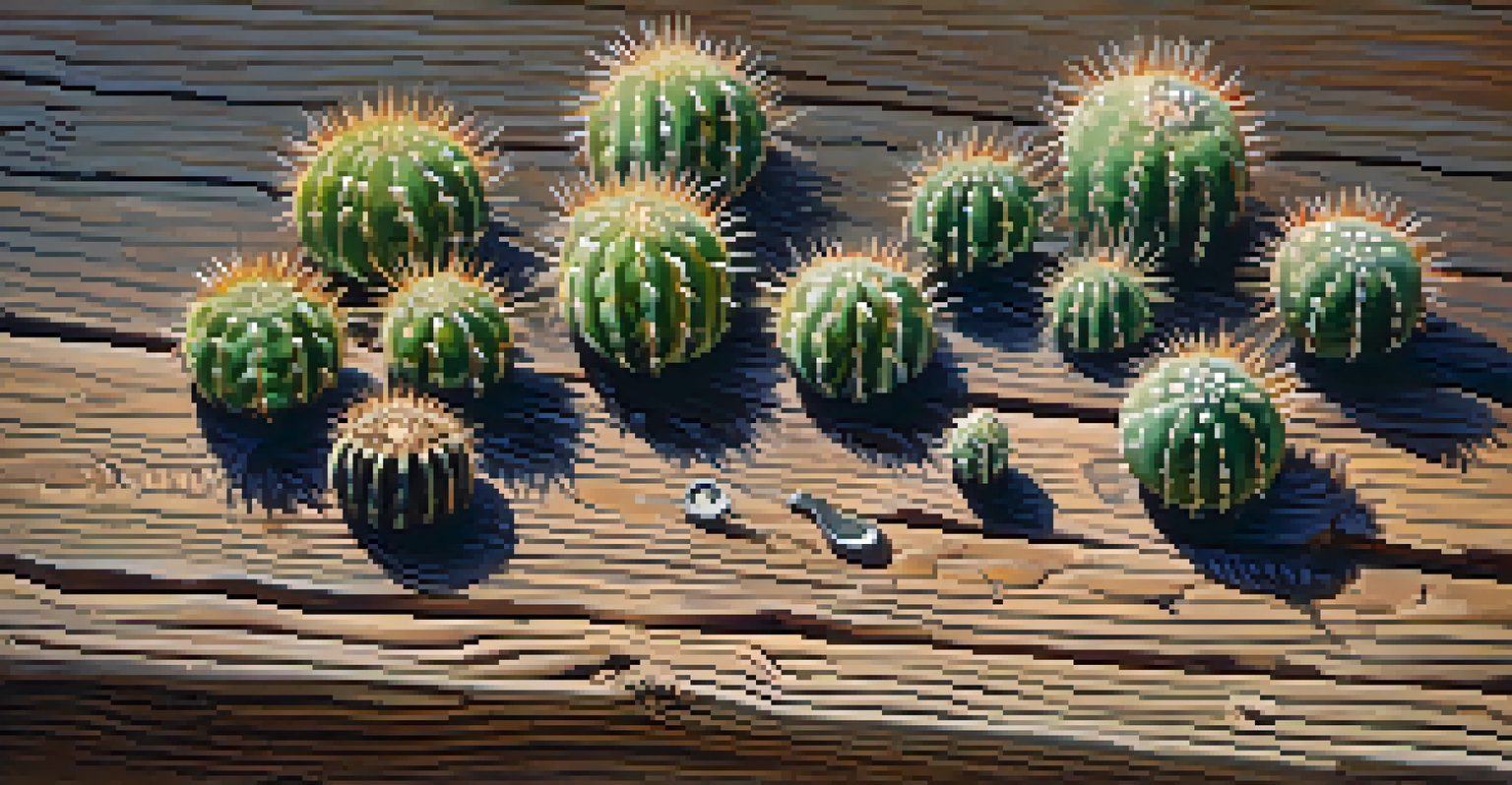 Close-up of peyote buttons on a wooden table highlighting their texture and natural colors.