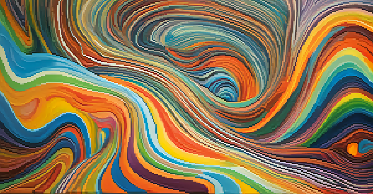 An abstract image depicting vibrant swirling colors and shapes, symbolizing a psychedelic experience and inner exploration.