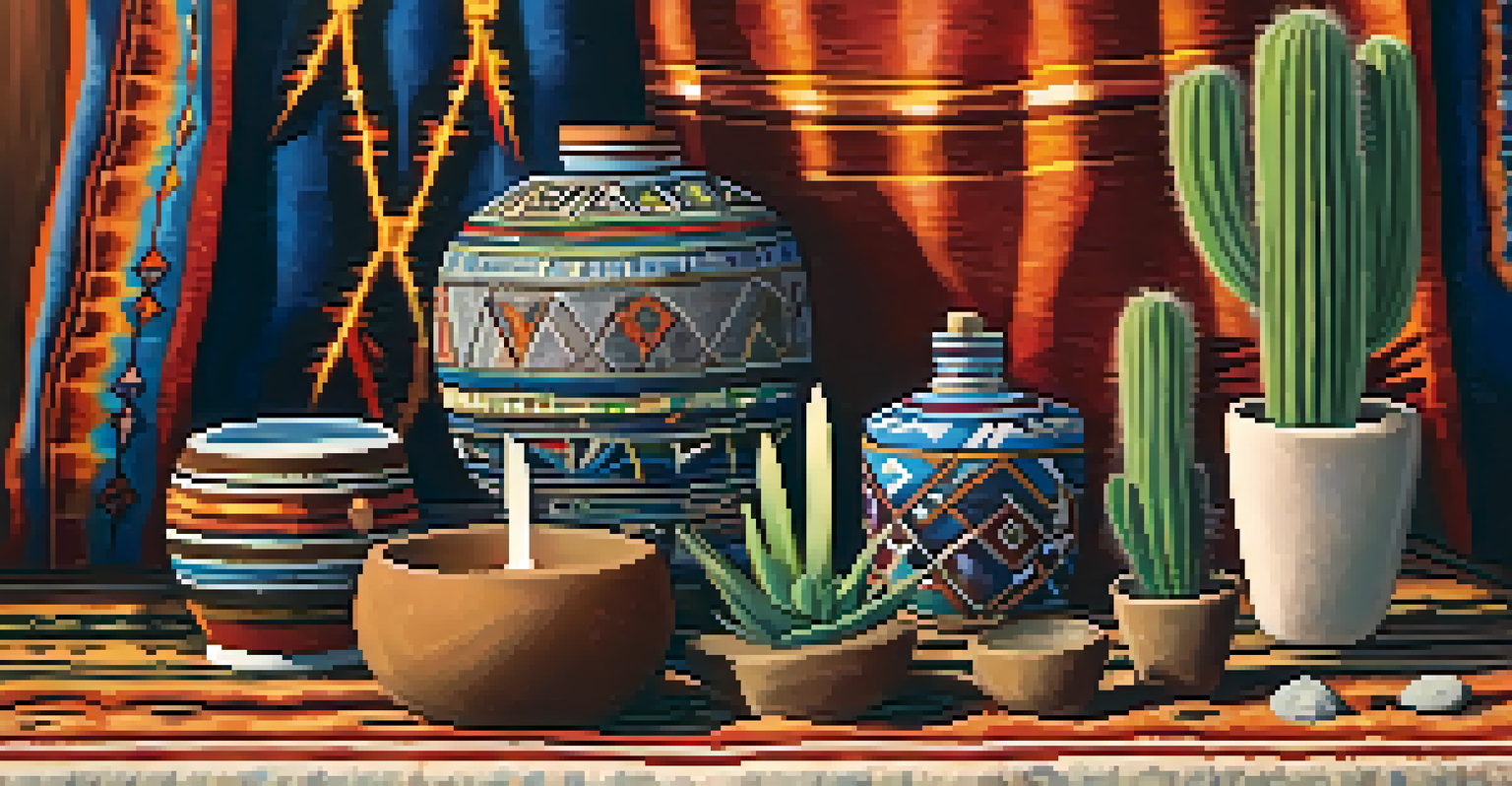 A close-up of a ceremonial altar featuring peyote cacti and traditional artifacts in warm lighting.