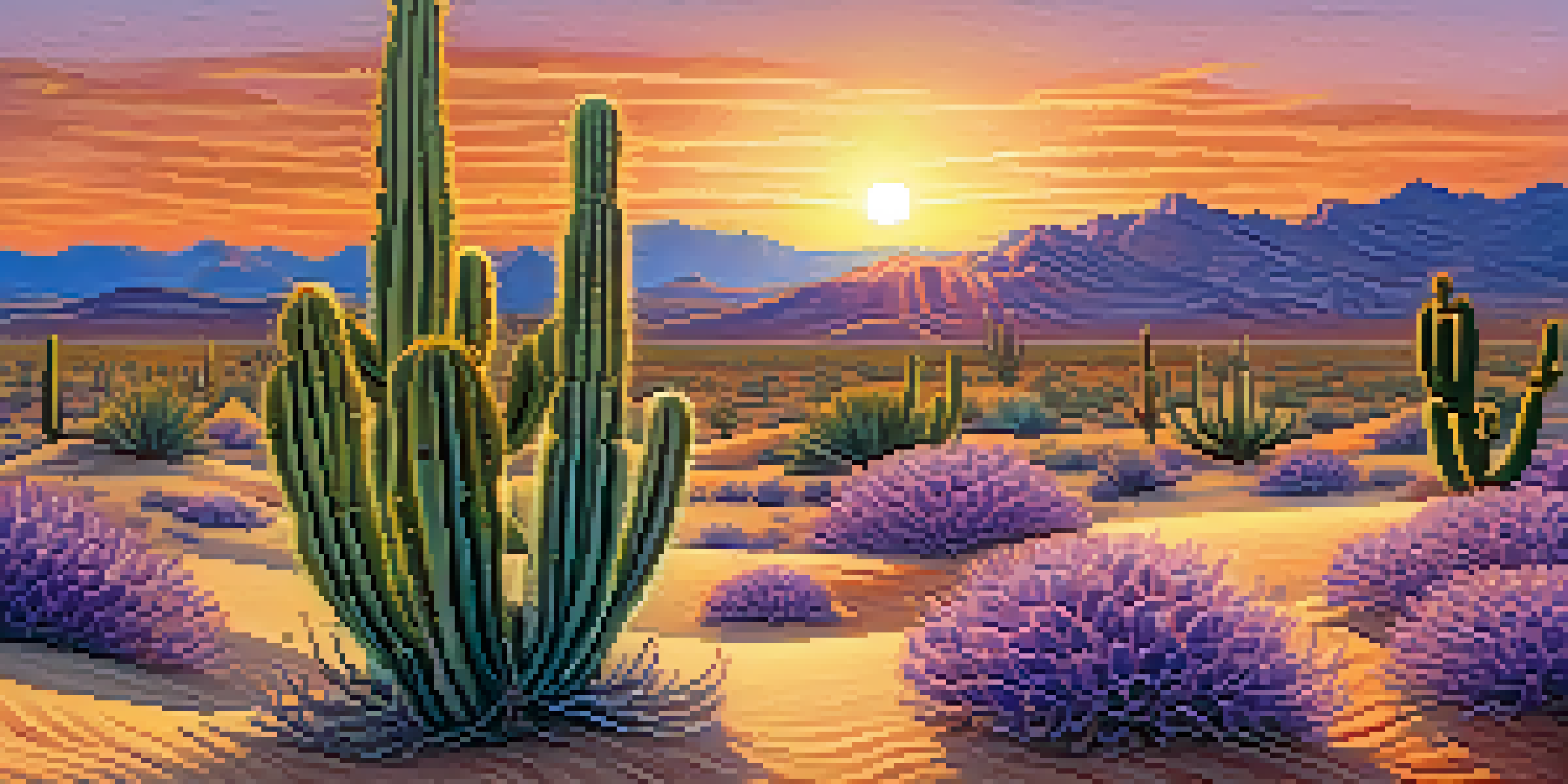 A vibrant peyote cactus in a desert landscape during sunset, showcasing warm colors and intricate details.