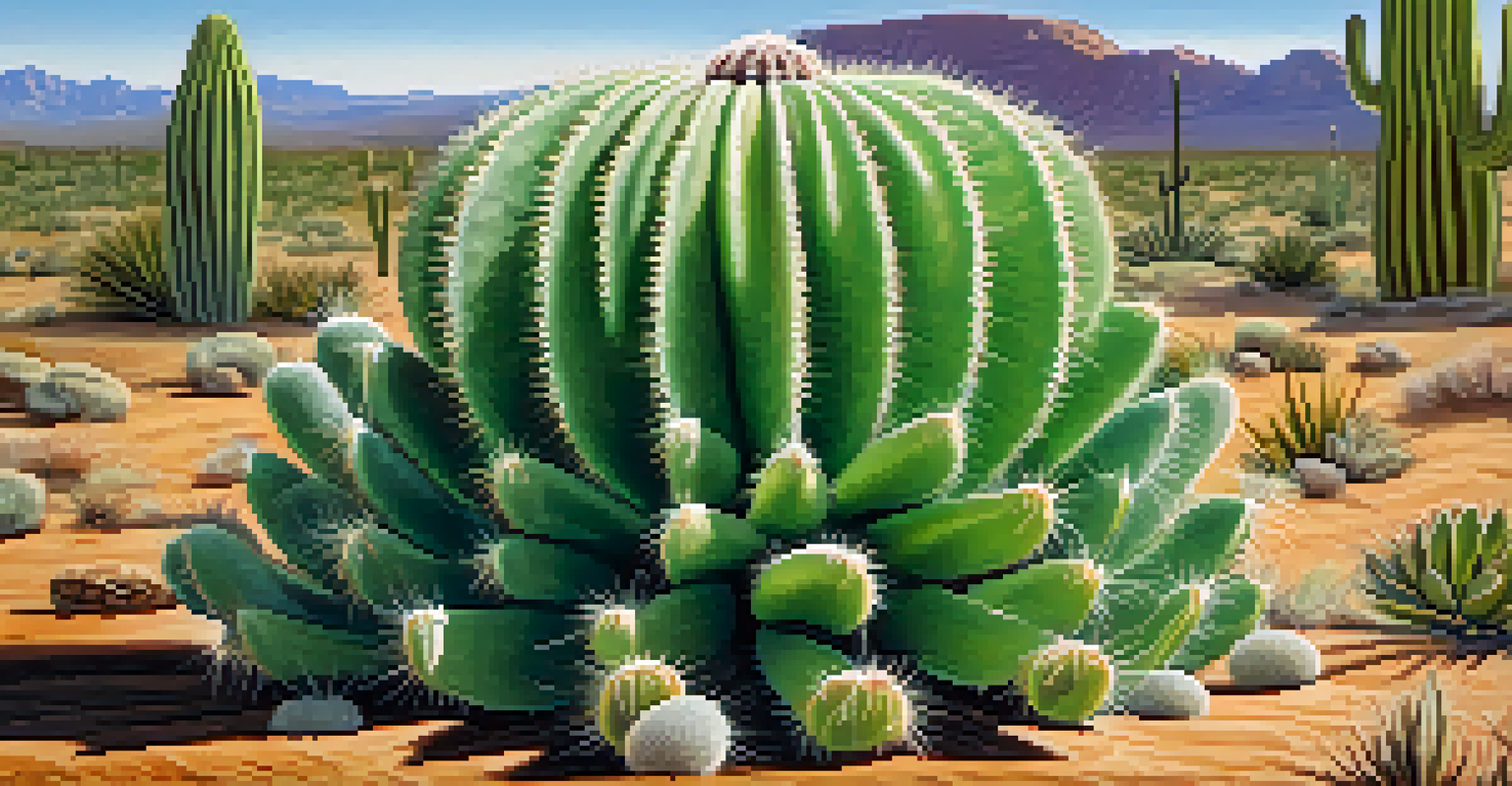 A close-up view of a peyote cactus highlighting its texture and details.