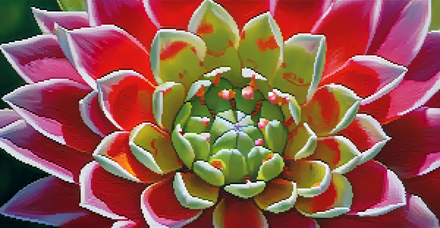 A detailed close-up of a blooming peyote cactus flower with vibrant colors.