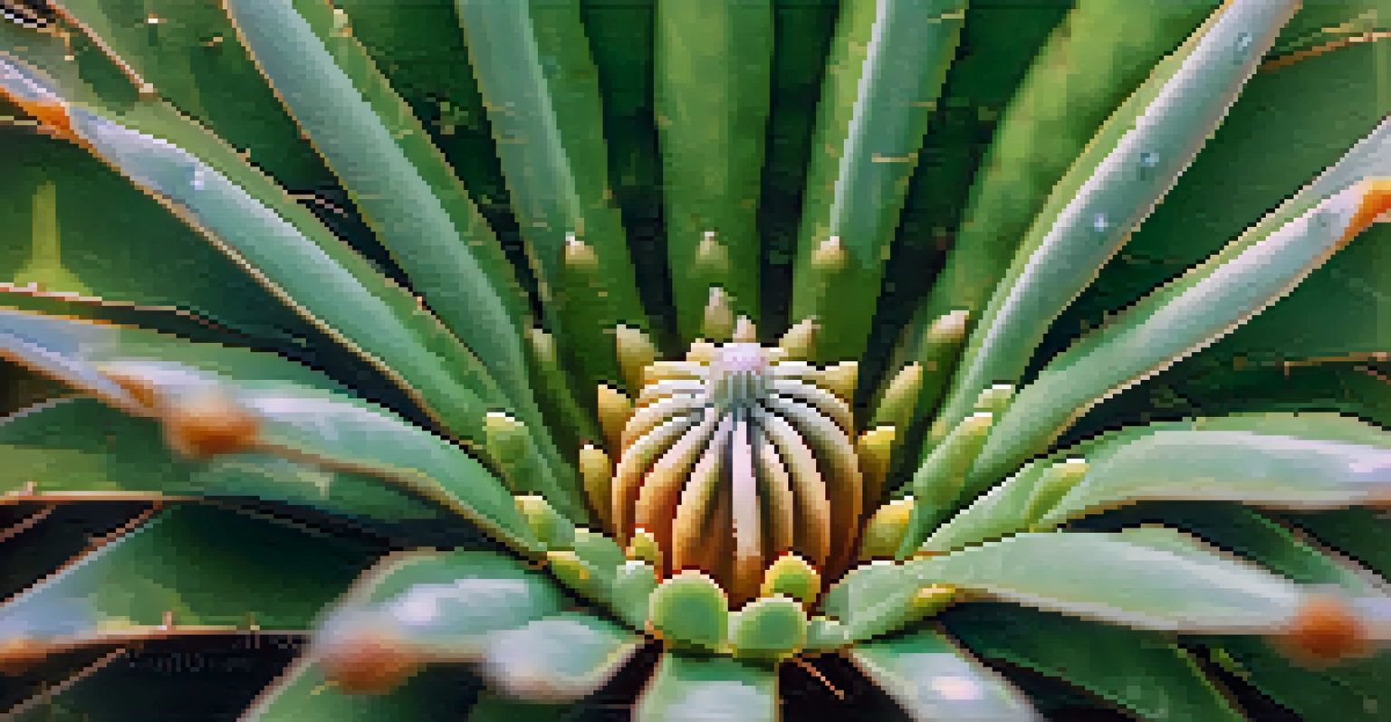 Close-up of a peyote cactus highlighting its spines and textures with natural lighting.