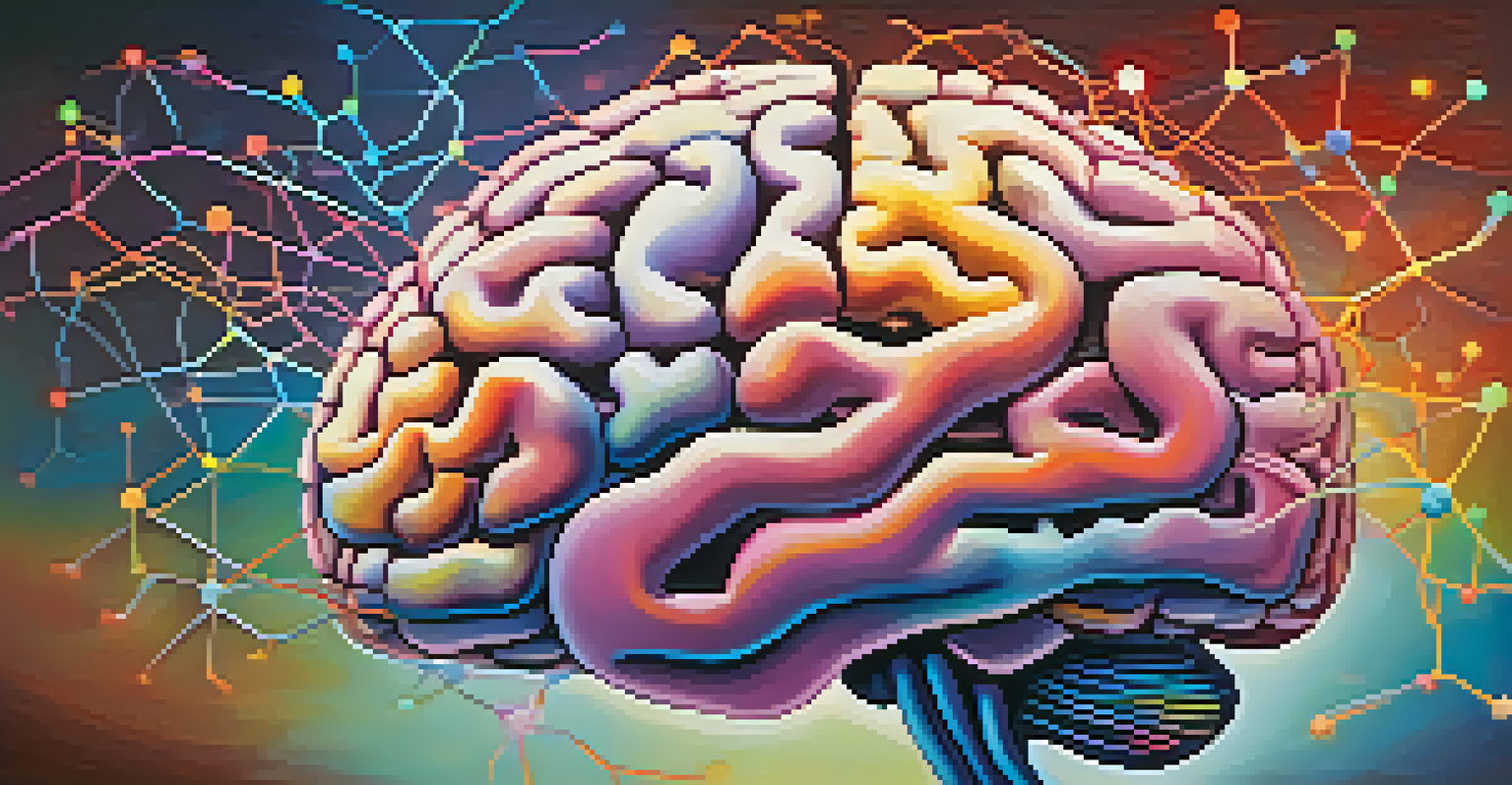 A colorful depiction of a brain with glowing neural connections, symbolizing creativity and growth.
