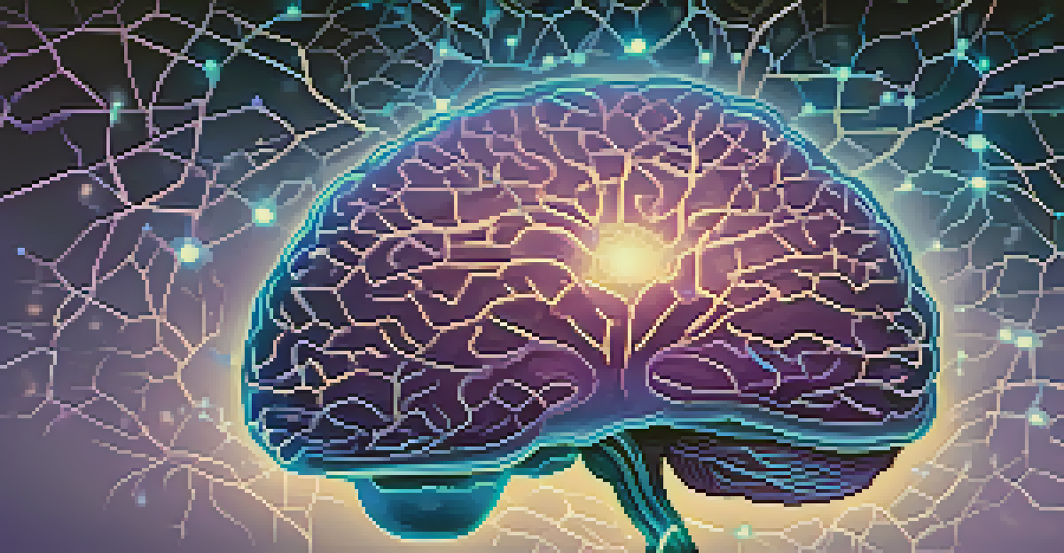 An abstract image of a brain with glowing connections and pathways against a calming gradient background.