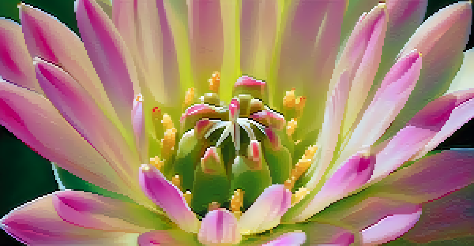 Close-up of a blooming Peyote cactus flower with vibrant pink petals and green spines.