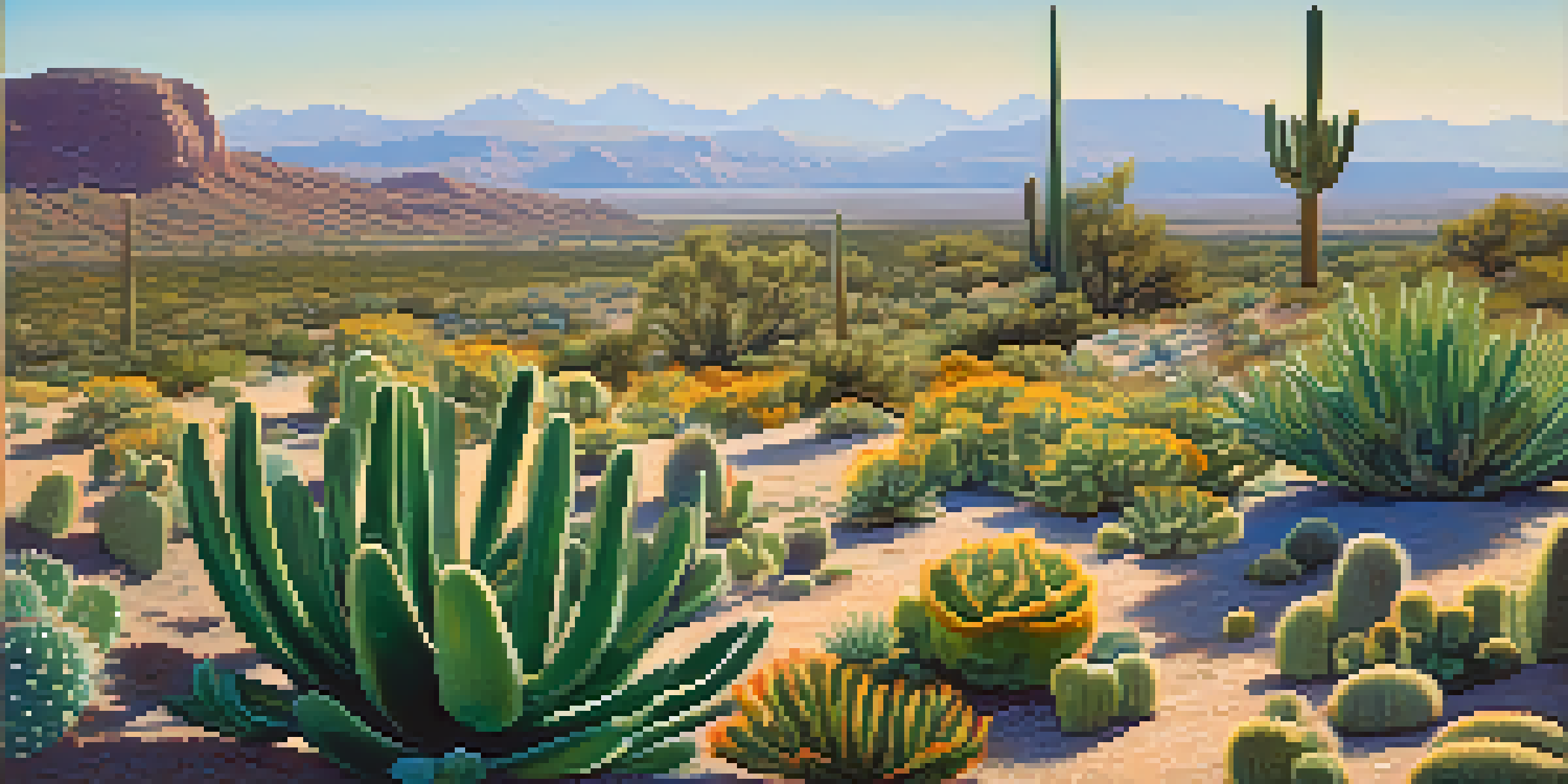 A vibrant green field with wildflowers and a small cactus under a clear blue sky, illuminated by soft sunlight.