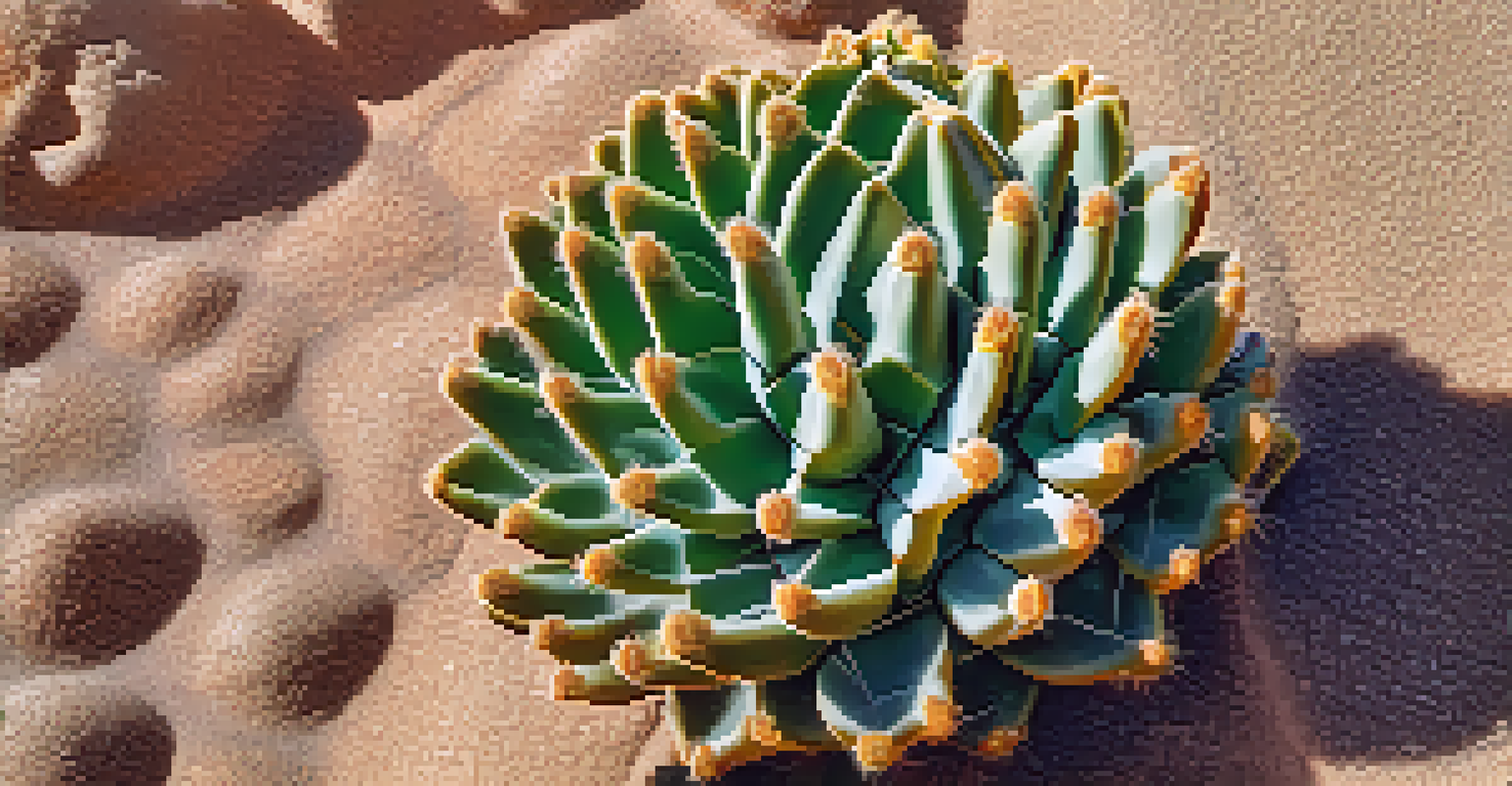 A detailed close-up of a Peyote cactus, focusing on its textures and colors, illuminated by soft sunlight.