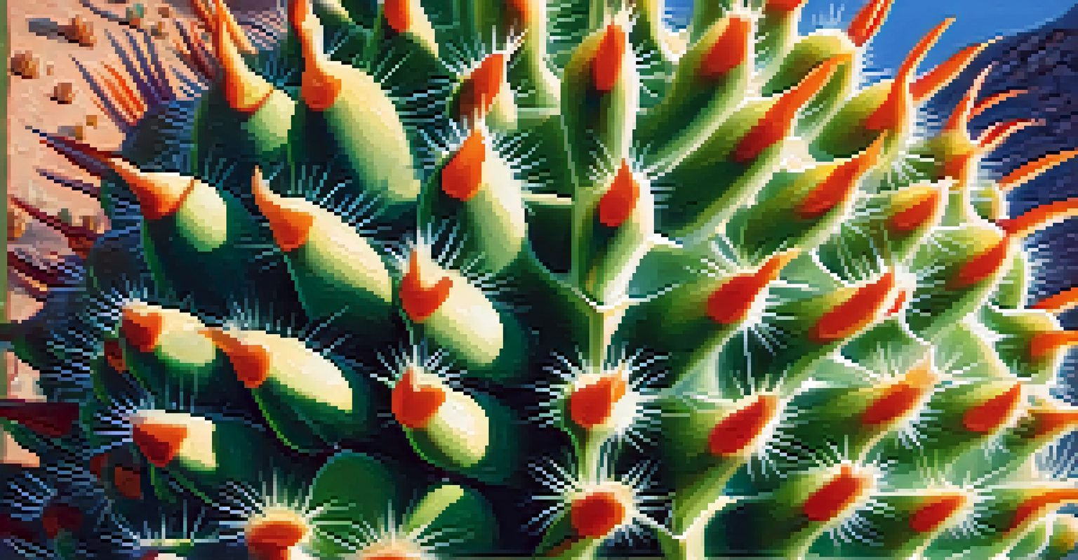 Close-up of a peyote cactus showing its details with soft sunlight in the background.