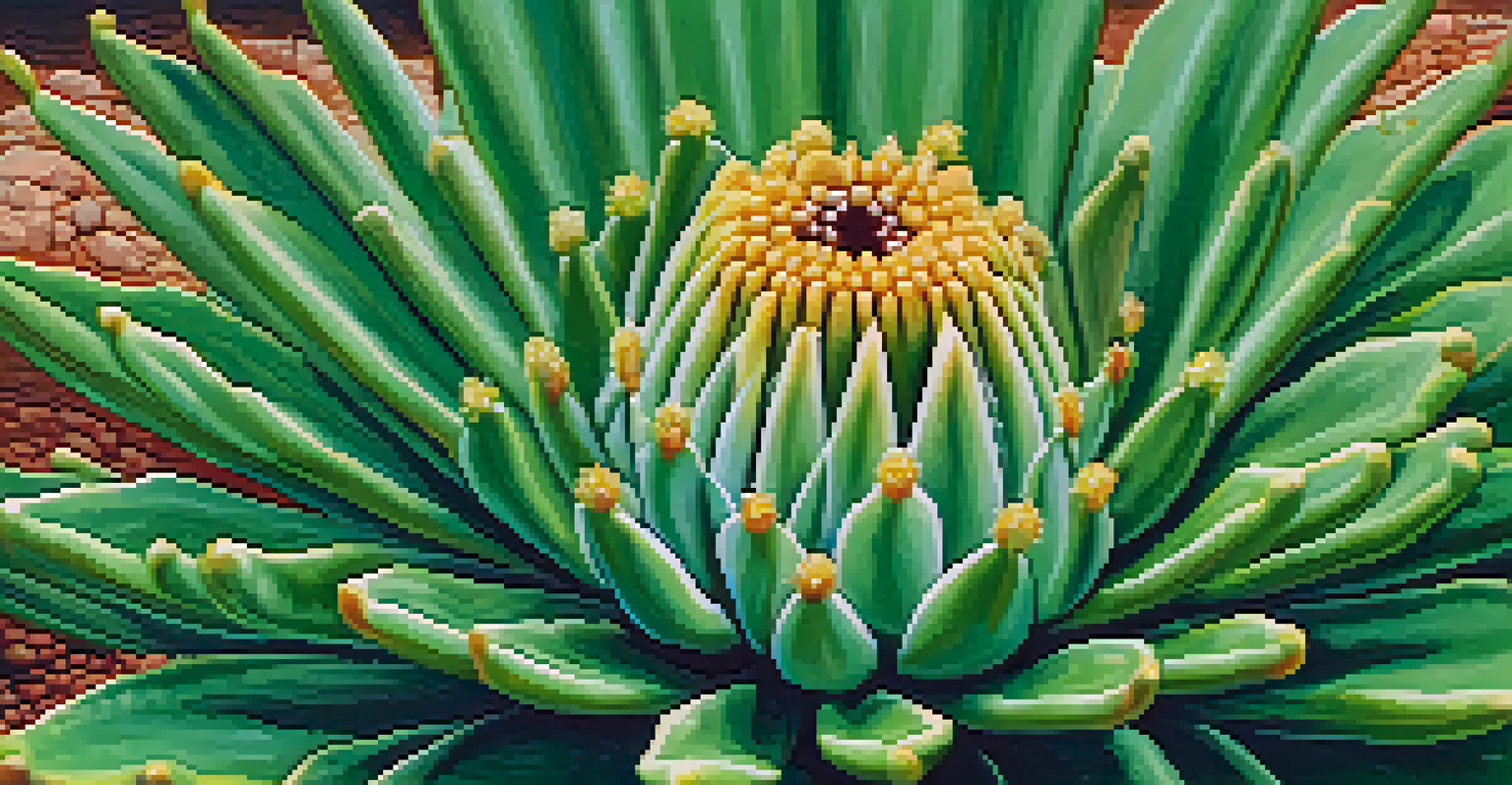 A detailed close-up of a peyote cactus, highlighting its green texture and small spines against a softly blurred natural background.