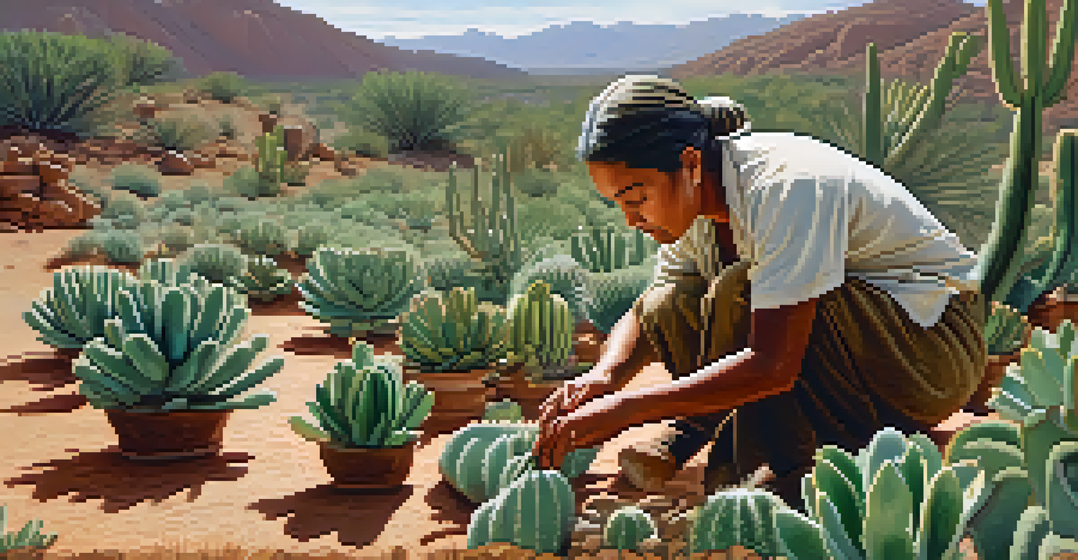 Hands harvesting peyote cactus from the ground, highlighting the connection to nature and traditional practices.
