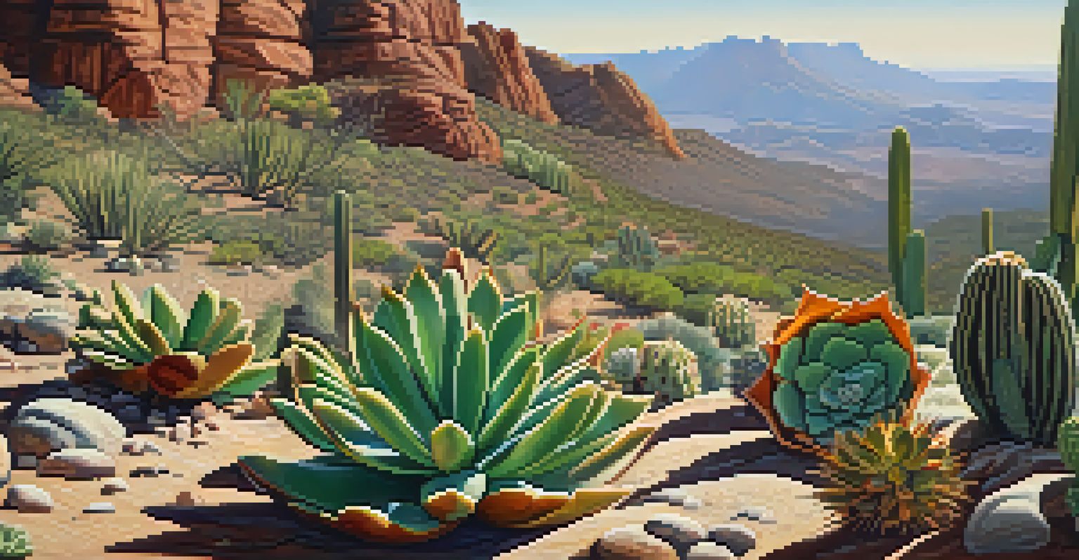 A natural habitat featuring multiple peyote cacti on a rocky terrain under bright afternoon sunlight.
