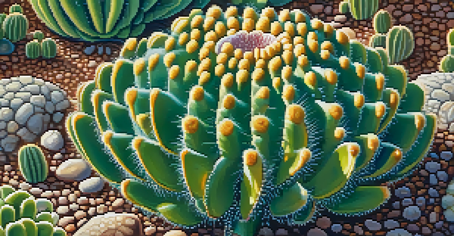 A close-up of a peyote cactus highlighting its texture and dew in the morning light.