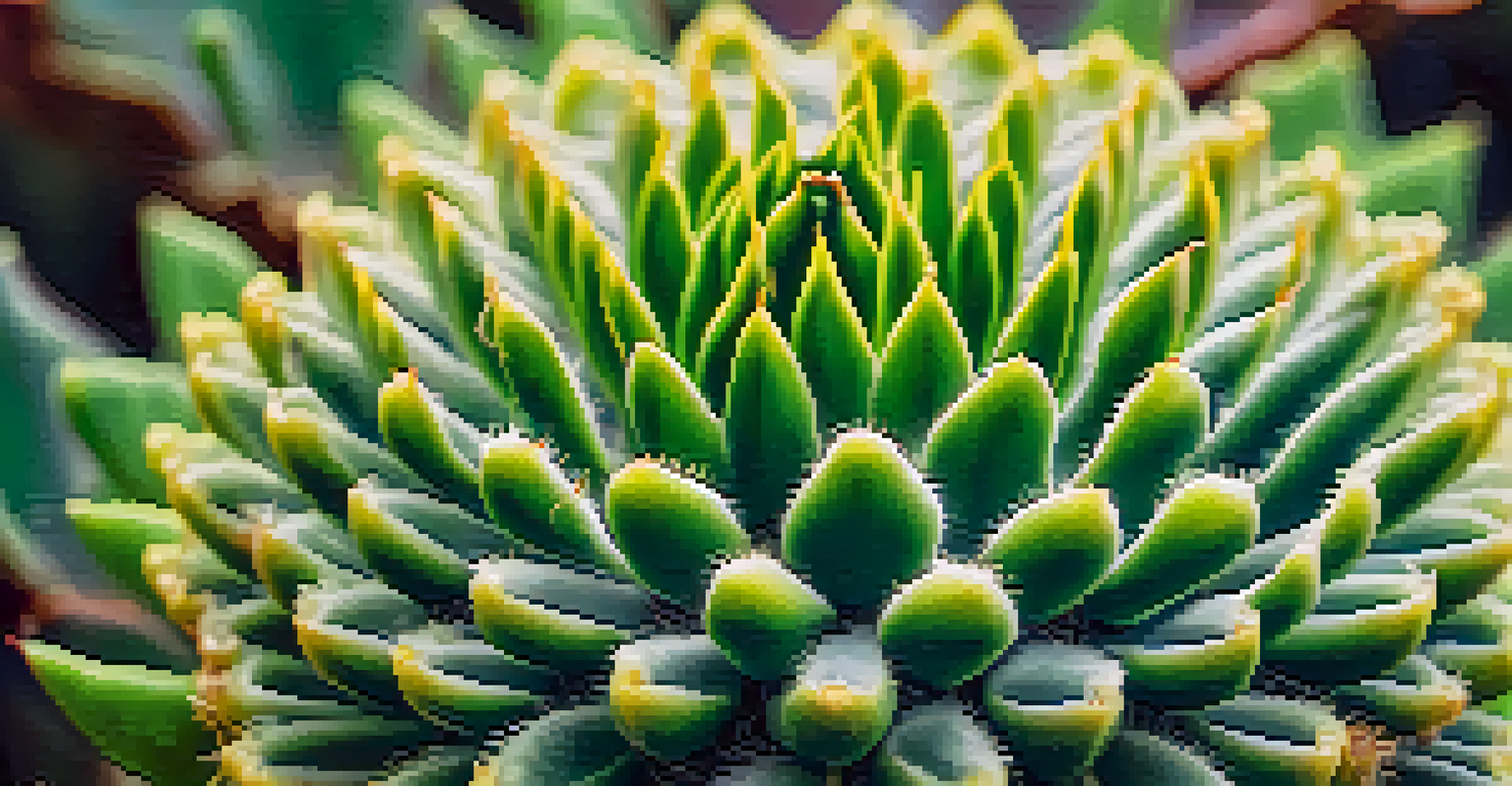 A detailed close-up of a peyote cactus with visible spines and textures, illuminated by soft sunlight against a blurred background.