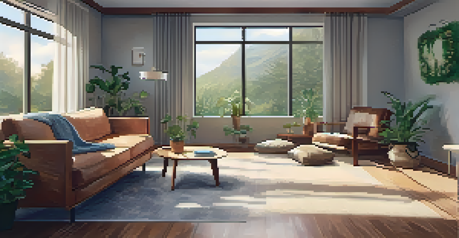 A modern therapy room with a therapist and client discussing, a bowl of Psilocybin mushrooms on the table, surrounded by calming decor.