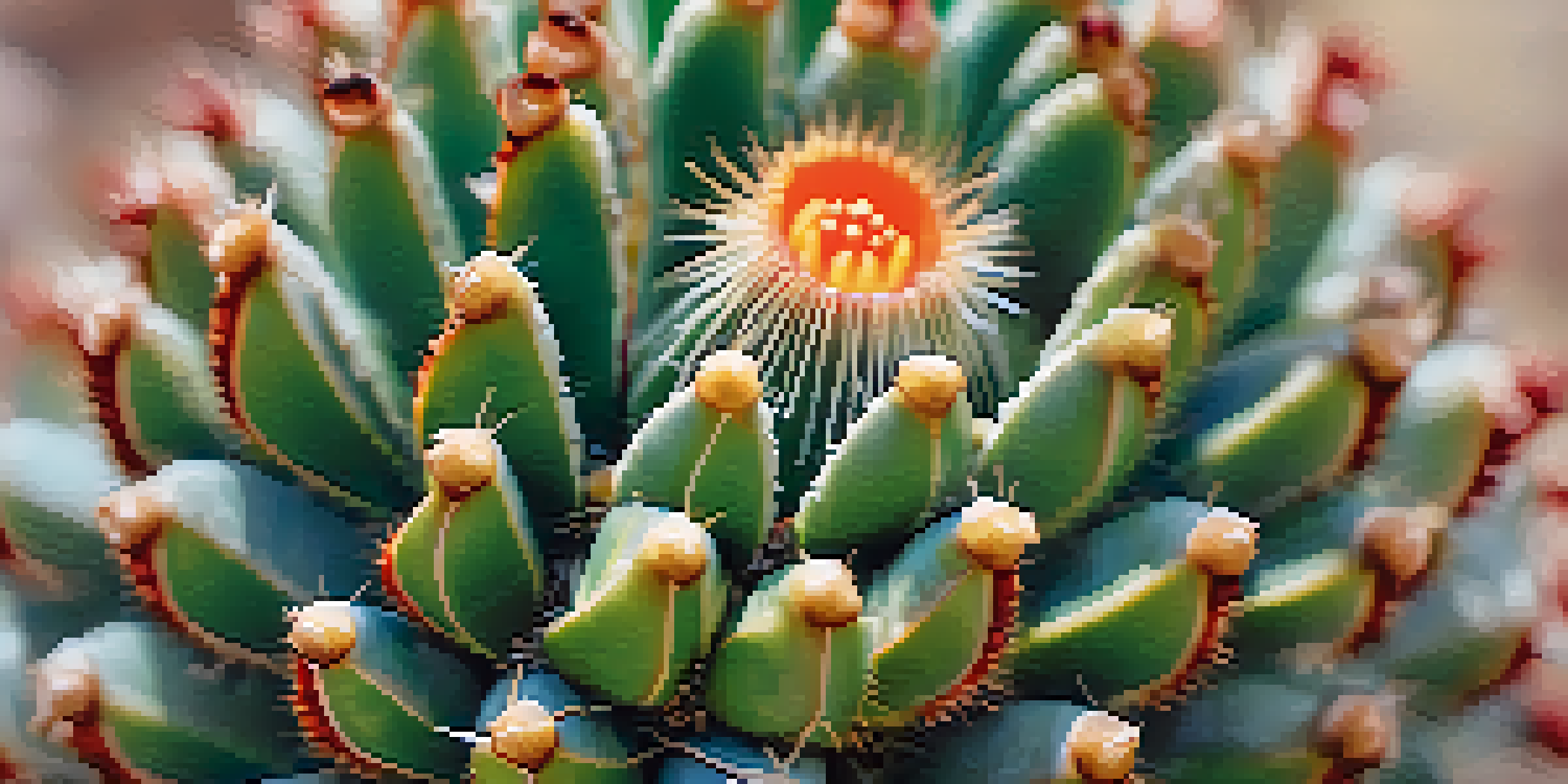 A close-up image of a peyote cactus, highlighting its textures and colors in soft natural light.