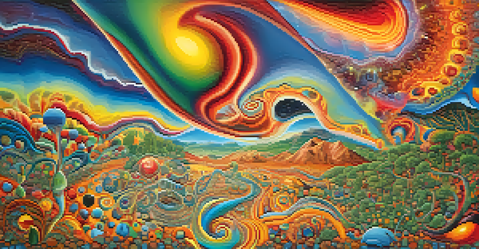 An abstract representation of the spiritual experience from peyote, with vibrant colors and shapes.