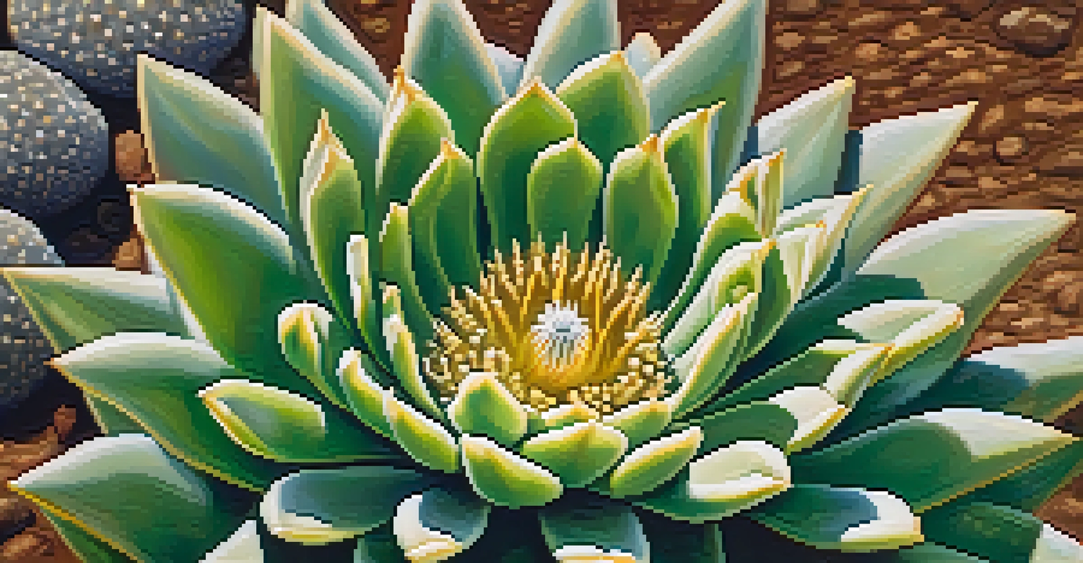Close-up of a peyote cactus showing its spines and rounded shape in a textured soil setting.